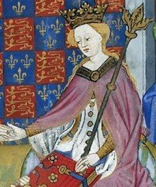 The Second Battle of St. Alban's took place #OnThisDay in 1461. This portrait of  the victor, Margaret of Anjou, is from the Talbot of Shrewsbury. (Image: British Library, Royal 1 5 E VI f.2v).