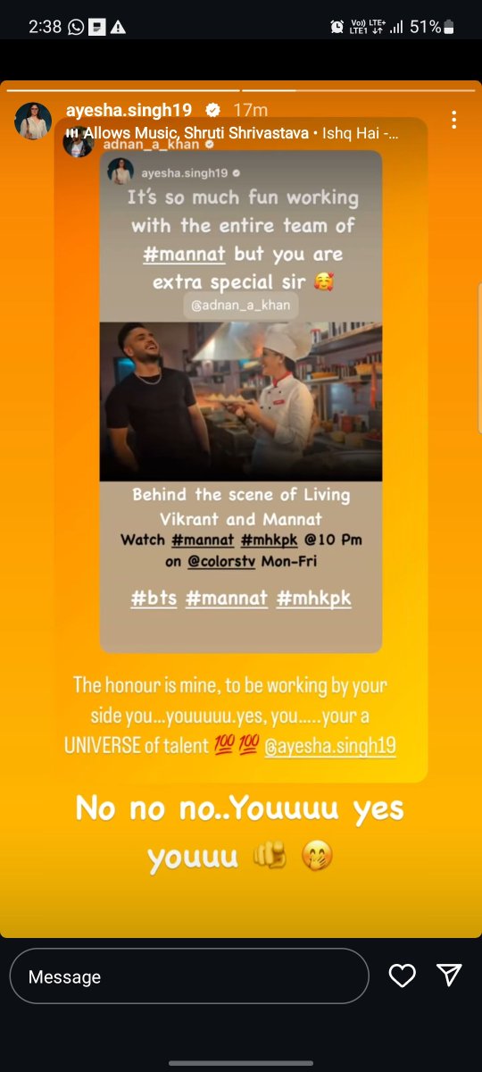 Their bond and their mutual respect towards each other has my whole heart🥹🥰❤️

Their personalities twinning yaar😍❤️

#AyeshaSingh #AdnanKhan
#MannatKhanna #Mannat 
#Mhkpk #ManVik