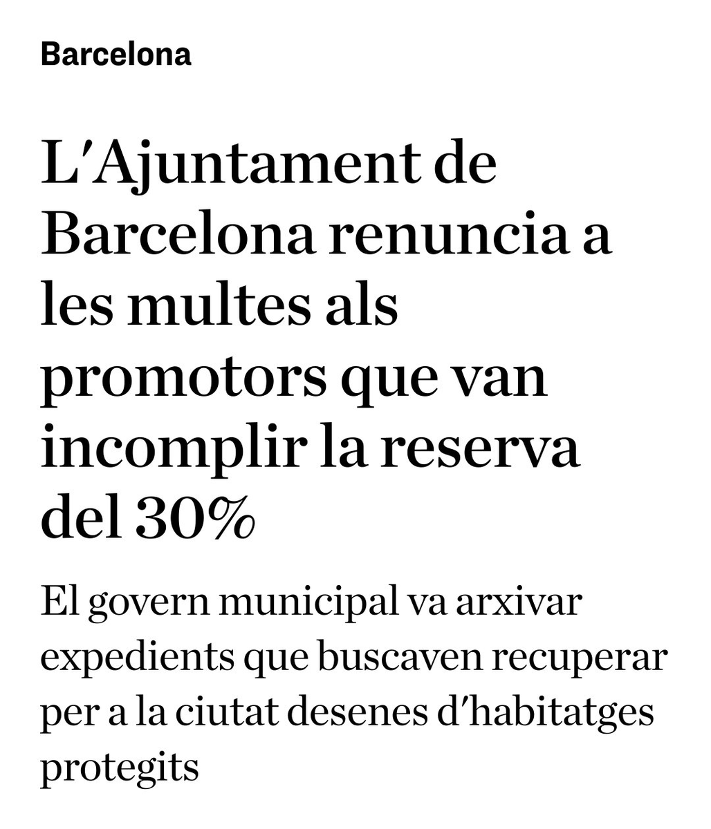 🔴 MOLT GREU
"Perdonar" multes sense cap justificació és prevaricar.

Exigim que es depurin responsabilitats i es recuperin aquests 25 pisos assequibles que la patronal immobiliària ha robat a Barcelona.
ara.cat/societat/barce…