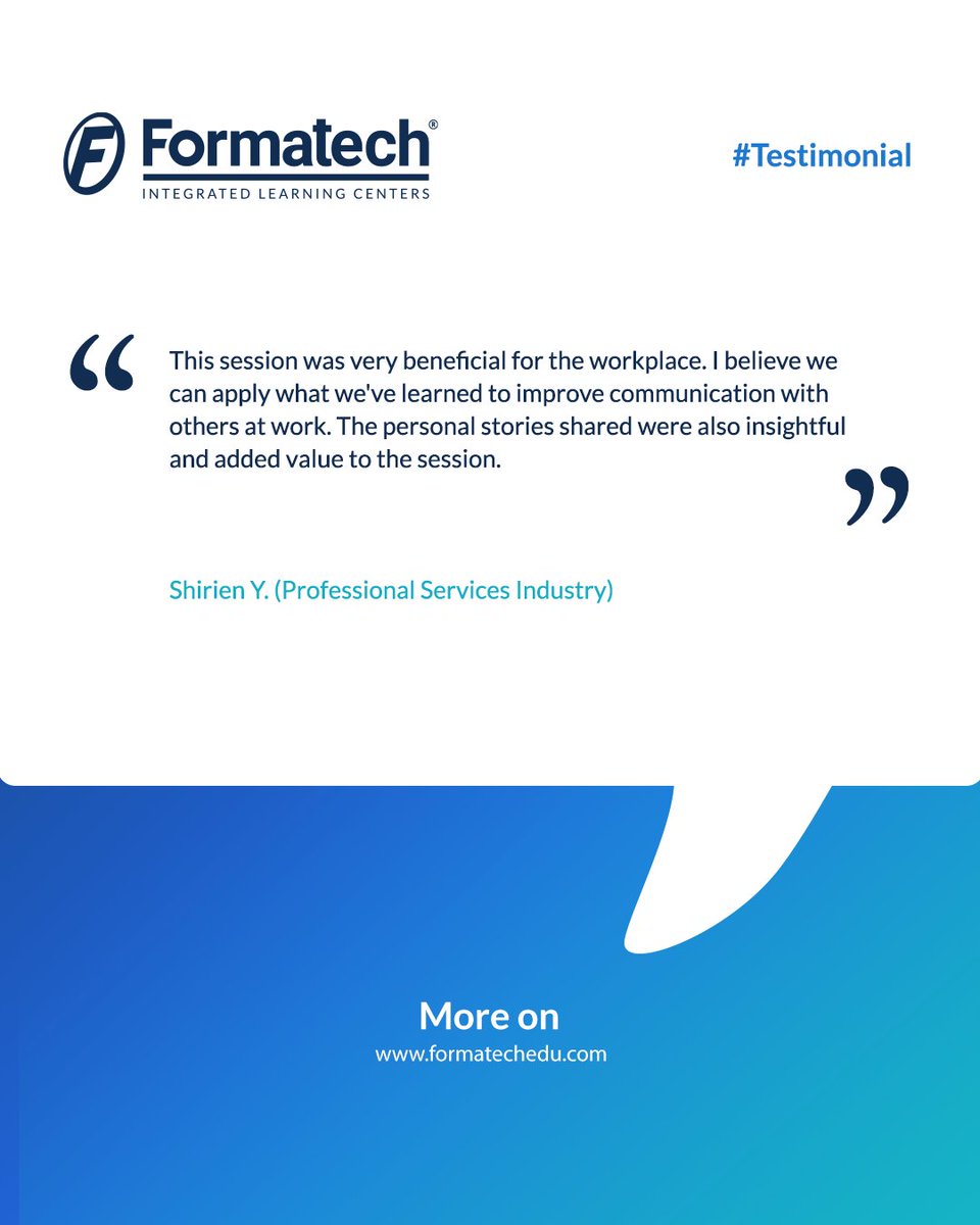 formatechedu's tweet image. Behind every great achievement is a story of growth and perseverance. Check out this incredible success story from our #Formatech30Years journey.

What’s your next step? Let us help you make it happen. #LearningExcellence