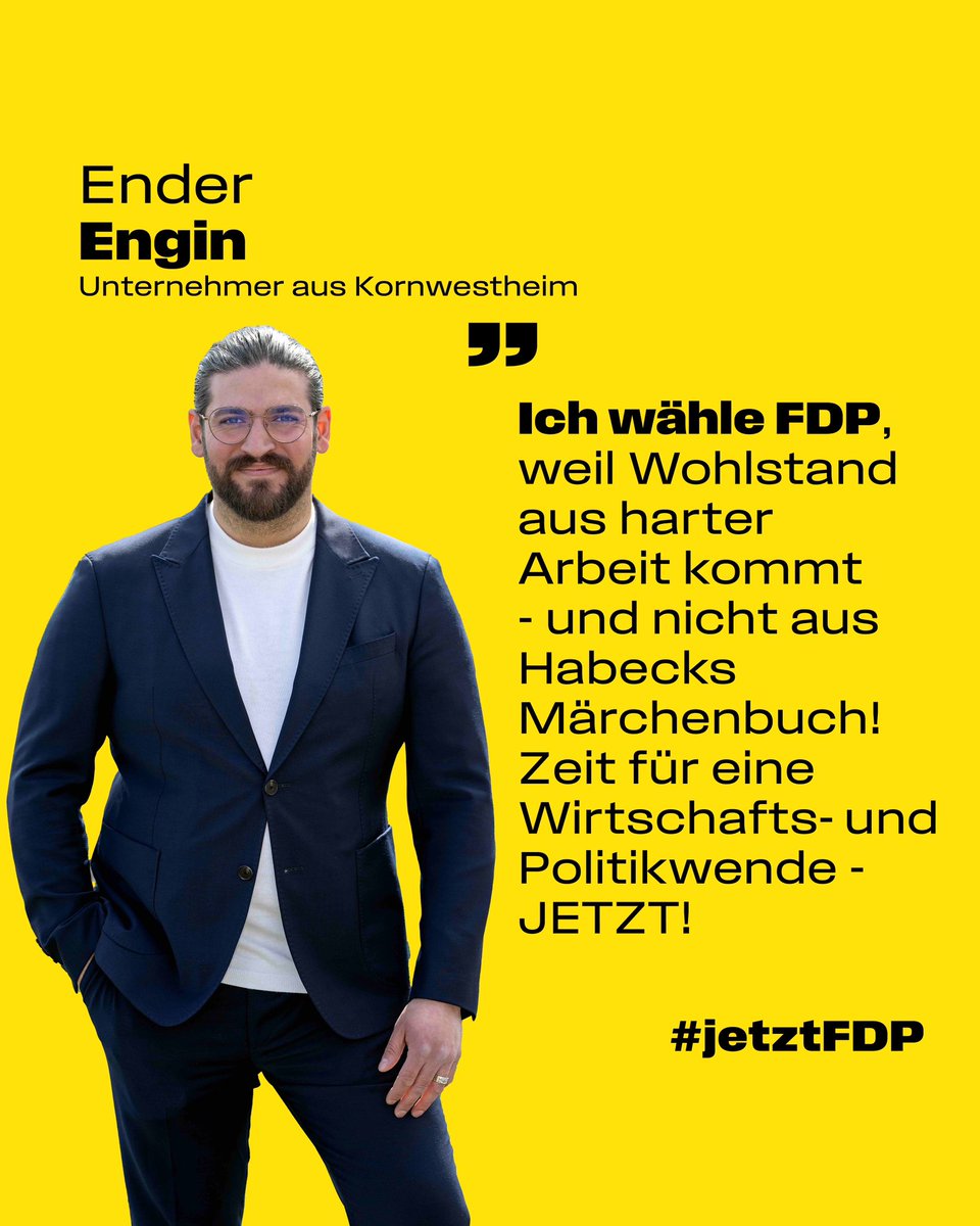 Ender Engin wählt <a href="/fdp/">FDP</a>: Für mehr Leistungsgerechtigkeit. #jetztFDP