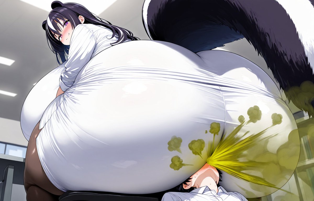 土日で溜まったオナラを消臭係くんの鼻に勢いよくぶちまけちゃうスカンクOLさん 