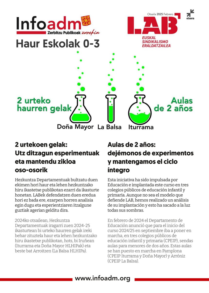 🚨2 URTEKO GELAK🚨
Utzi esperimentuak eta 0-3 ziklo integrala babestu!
---
¡Dejaros de experimentos y mantengamos el ciclo 0-3 integral!

infoadm.org/administrazioa…