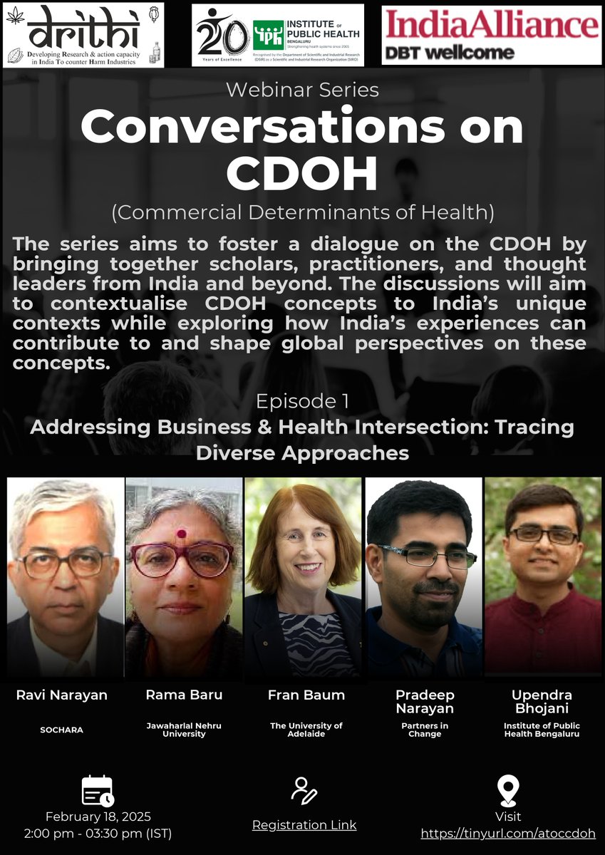 DRITHI (@iphdrithi) on Twitter photo Happening tomorrow!! Don't miss out- Register here: zoom.us/meeting/regist…
📢"Conversations on CDOH"
Episode1: Addressing Business & Health Intersection: Tracing Diverse Approaches
🗓️Date: February 18, 2025
⏰Time: 2:00 PM- 3:30 PM (IST)
<a href="/India_Alliance/">DBT/WT India Alliance</a> <a href="/SOCHARASOPHEA/">SOCHARA/SOPHEA</a> #cdoh Happening tomorrow!! Don't miss out- Register here: zoom.us/meeting/regist…
📢"Conversations on CDOH"
Episode1: Addressing Business & Health Intersection: Tracing Diverse Approaches
🗓️Date: February 18, 2025
⏰Time: 2:00 PM- 3:30 PM (IST)
<a href="/India_Alliance/">DBT/WT India Alliance</a> <a href="/SOCHARASOPHEA/">SOCHARA/SOPHEA</a> #cdoh