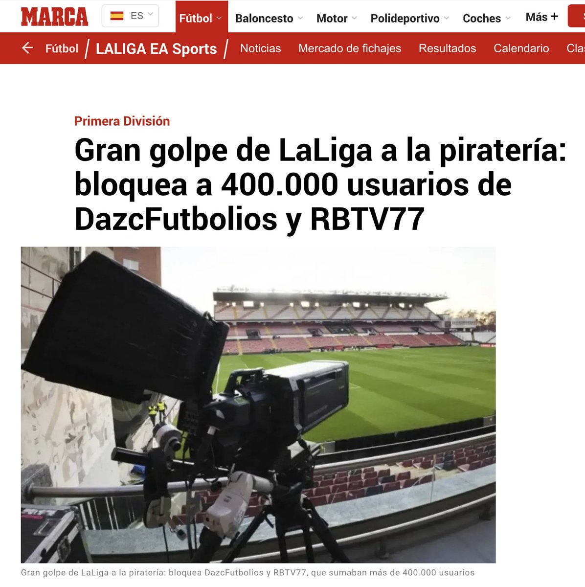 Esta noticia es MENTIRA. Vamos a ver.

LaLiga no está golpeando a la piratería ni ha bloqueado a 400.000 usuarios de plataformas ilegales.

Lo que está haciendo es bloquear rangos de IPs de Cloudflare dejando SIN SERVICIO a miles de páginas legítimas (mientras bloquea algunas