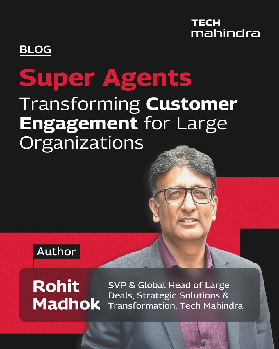 tech_mahindra's tweet image. Discover how large organizations are leveraging #AI-powered #SuperAgents to deliver personalized, efficient, and impactful customer interactions. From real-time insights to #AdvancedAnalytics, super agents are revolutionizing #CustomerService.

Read our latest blog authored by…