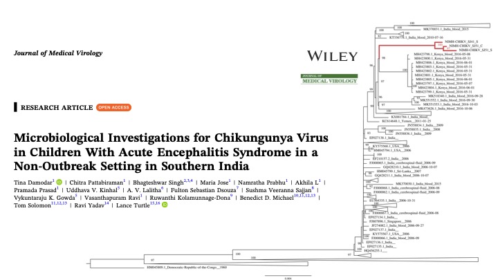 Professor Benedict D Michael MBChB, FRCP, PhD (@benedictneuro) on Twitter photo Chikungunya virus #neurological disease in India. Sequencing #virus reveals close relationship with 2016 Kenyan strain.
Excllent work from Tina Damodar <a href="/b5ingh/">Bhagteshwar Singh</a> <a href="/RunningMadProf/">Prof Tom Solomon CBE</a> <a href="/LanceTurtle/">Lance Turtle</a> <a href="/LivUni_IVES/">Inst of Infection Veterinary & Ecological Sciences</a> <a href="/livuninews/">University of Liverpool News</a> <a href="/WaltonCentre/">The Walton Centre</a> <a href="/wellcometrust/">Wellcome</a> Chikungunya virus #neurological disease in India. Sequencing #virus reveals close relationship with 2016 Kenyan strain.
Excllent work from Tina Damodar <a href="/b5ingh/">Bhagteshwar Singh</a> <a href="/RunningMadProf/">Prof Tom Solomon CBE</a> <a href="/LanceTurtle/">Lance Turtle</a> <a href="/LivUni_IVES/">Inst of Infection Veterinary & Ecological Sciences</a> <a href="/livuninews/">University of Liverpool News</a> <a href="/WaltonCentre/">The Walton Centre</a> <a href="/wellcometrust/">Wellcome</a>