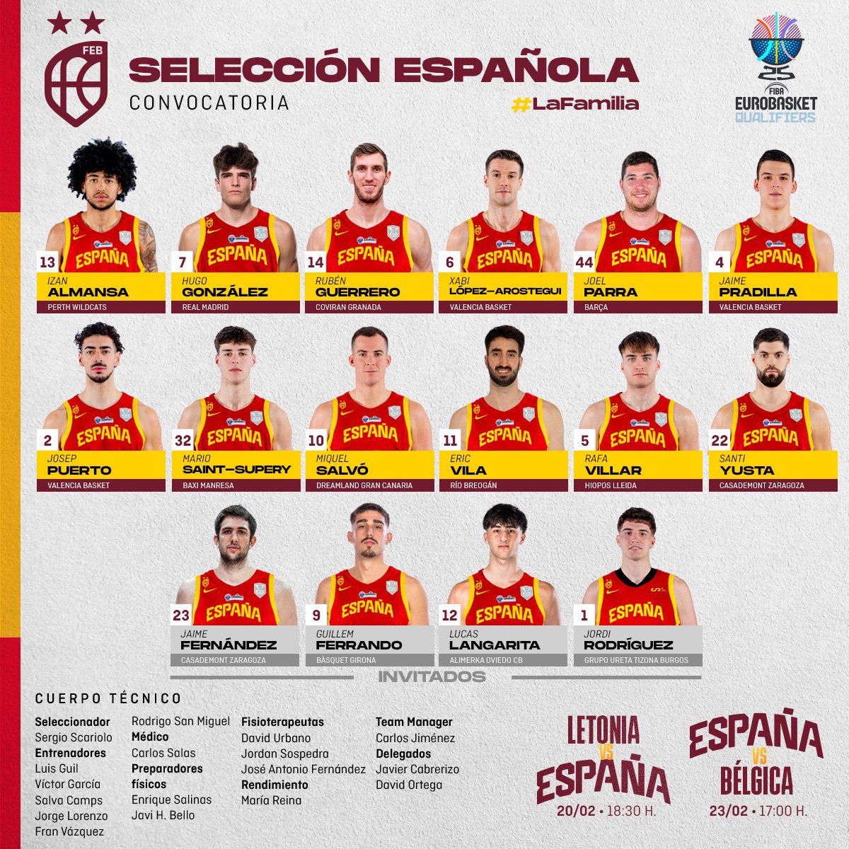 🚨ÚLTIMA HORA

❌Darío Brizuela es baja con la Selección española

✅Le sustituye Jordi Rodríguez como invitado para las ventanas FIBA #EuroBasket