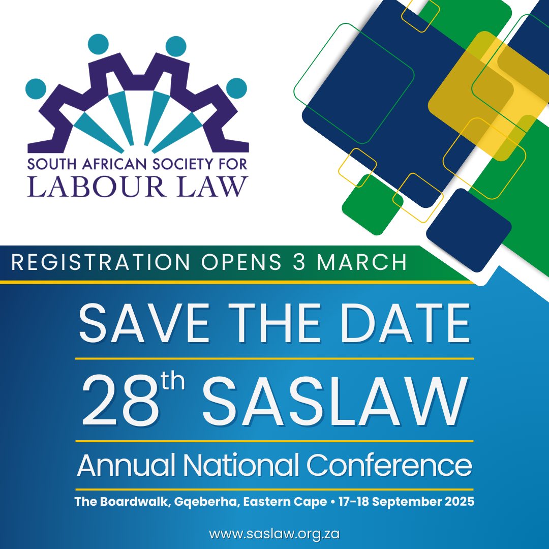 SASLAW0's tweet photo. 28th SASLAW Annual National Conference
17-18 September 2025 – SAVE THE DATE! https://t.co/n1uT6iAJsV