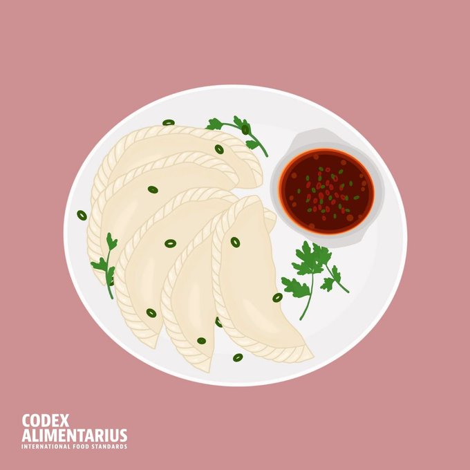 FAOWHOCodex's tweet photo. 📙 | Tasty and delicious, quick frozen dumplings are usually filled with meat, vegetables or cheese, and often served with dipping sauce.

👉To protect consumer health, Codex has developed a standard for ❄️🥟

➕ℹ️➡️ https://t.co/FUVzyKHGlo

#FoodSafety | #Codex https://t.co/QVzJ3shhoz