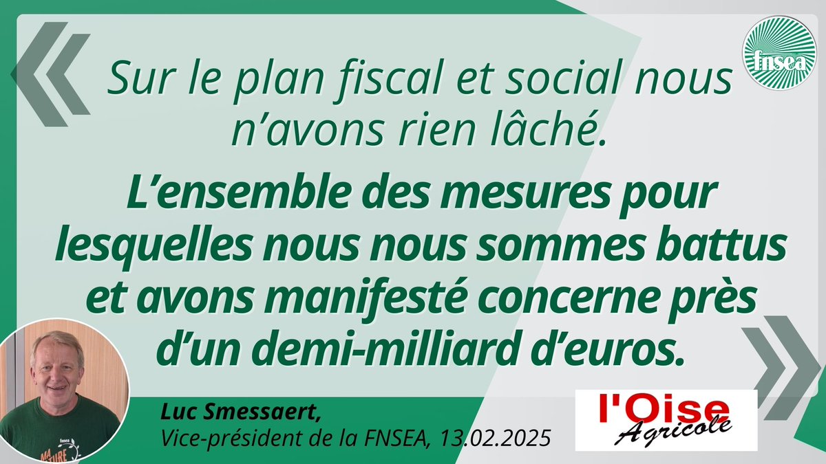 La FNSEA (@fnsea) on Twitter photo 🗞️ Lu sur l' <a href="/Oise_Agricole/">Oise Agricole</a> 🚜 | 🎙️ "L’ensemble des mesures pour lesquelles nous nous sommes battus, pour lesquelles nous avons manifesté concerne près d’un demi-milliard d’euros."
🏛️🚜 Le #PLF2025 et le #PLFSS2025 viennent d’être adoptés par l’Assemblée nationale. Pour Luc 🗞️ Lu sur l' <a href="/Oise_Agricole/">Oise Agricole</a> 🚜 | 🎙️ "L’ensemble des mesures pour lesquelles nous nous sommes battus, pour lesquelles nous avons manifesté concerne près d’un demi-milliard d’euros."
🏛️🚜 Le #PLF2025 et le #PLFSS2025 viennent d’être adoptés par l’Assemblée nationale. Pour Luc