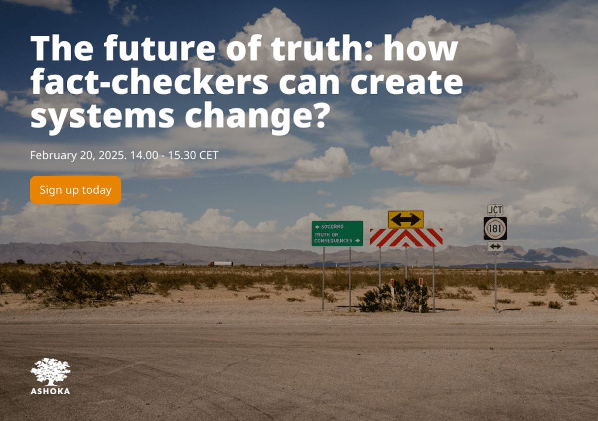 In the fight against disinformation, join four Ashoka Fellows, global fact-checking leaders, as they discuss solutions and the future of credible information. Register now 👉 
buff.ly/4gAYTBa