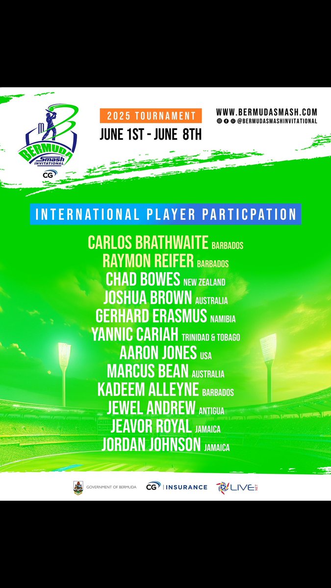 DGeneralBDA's tweet image. 🌟 The Stars Align for BSI 2025!

✅ Returning Legends: Carlos Brathwaite &amp;amp; Raymon Reifer are back to shake things up!
✅ New International Talent: Chad Bowes, Joshua Brown, Gerhard Erasmus, Yannic Cariah, Aaron Jones &amp;amp; more!
✅ Local Superstars: The heart of BSI!
