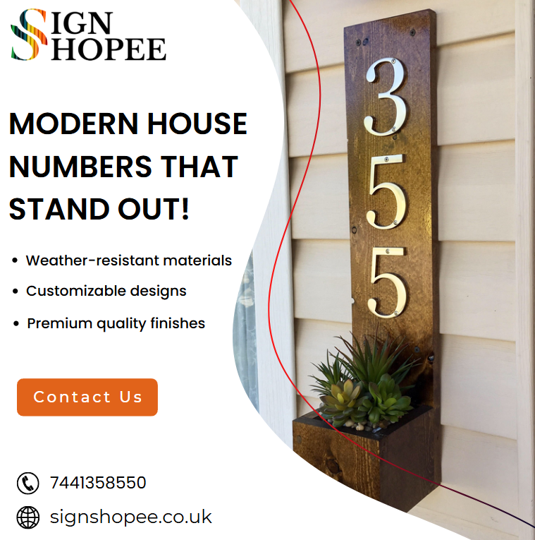 SignShopeeuk's tweet image. Modern house numbers: sleek designs, bold fonts, and eye-catching materials!

#modernhousenumbers #curbappeal #homedecor #housedesign  #homeimprovement #newhome #addresssign #moderndesign #signshopee #signshopeederby #derby #england

Call:- 7441358550 
signshopee.co.uk/house-numbers/