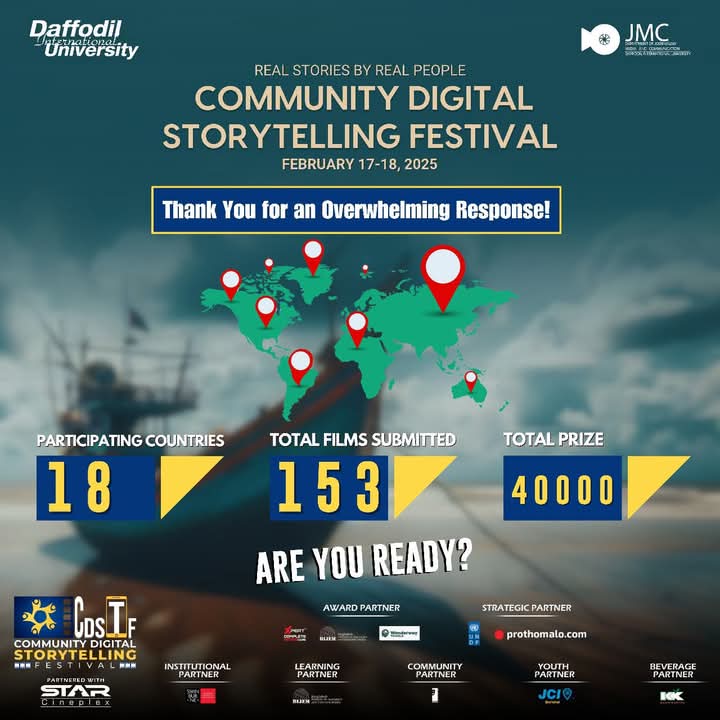 AnonnaOni72523's tweet photo. CDSTF Season 2 is here!
🎬 153 films submitted
🌍 18 countries joined
💰 40,000 BDT in prizes
Get ready for incredible stories from around the world_coming soon!
17-19 February
#CDSTF2025 #CDSTF #DIU_CDSTF
#JMC
#JMConlinemojo
@MoJoJamil https://t.co/8RZFSwoMaJ