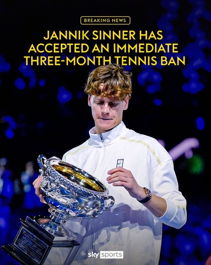 jon_snow_pt's tweet photo. 🎾 JANNIK SINNER ACCEPTS THREE-MONTH TENNIS BAN
The Italian star reached a settlement with WADA after two positive drug tests last year.
His suspension runs from February 9 to May 4, allowing him to return for the French Open.
#Sinner #Tennis #WADA #DopingBan #FrenchOpen https://t.co/QgMqYL7OE4
