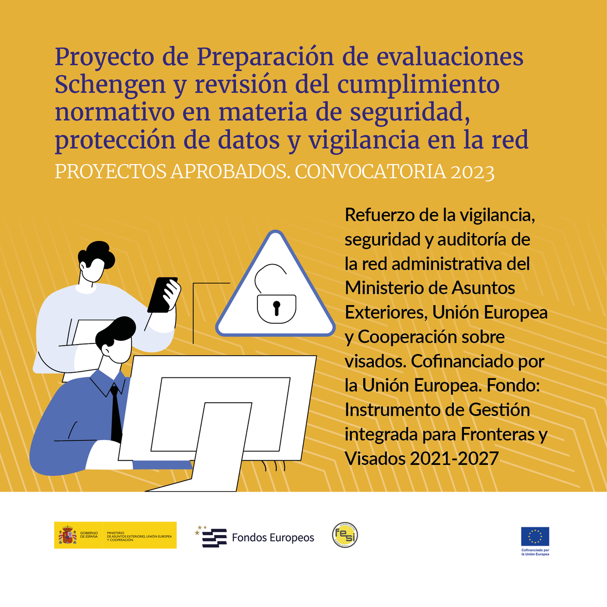 MAECgob's tweet photo. Conoce los proyectos cofinanciados por la #UE para reforzar el Sistema Nacional de Visados en materia de seguridad, protección de datos y vigilancia.
El #IGFV promueve un servicio más eficiente y seguro para los ciudadanos.
Toda la información en https://t.co/LRMWuDs8YC https://t.co/sfKnb2Pq3Z