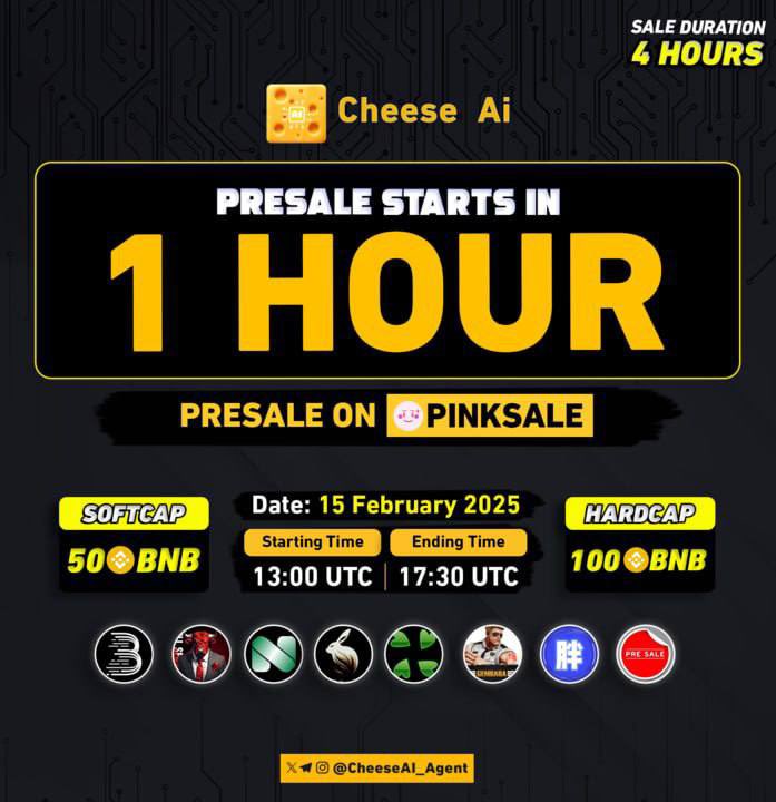 fullsentcrypto's tweet photo. Geri Sayım Başladı! 🐂

CheeseAI Ön Satışı sadece 1 saat içinde PinkSale’de başlıyor! 🧀

✅Ön Satışa Katıl: https://t.co/HaOu2K4YDy

🌐 Web Sitesi: https://t.co/kpRdJ78aWT

📣Telegram: https://t.co/ZoegBHAfY5

🕊 Twitter/X: @CheeseAI_Agent 

💰Maksimum Alım: 0.5 BNB
📈Günlük %10’a kadar getiri
⚡️%3600 APR
✅Üst Düzey Borsalarda (CEX) Listelenecek!
📣Moontok & 4Chan’de Reklam Kampanyaları
Proaktif Pazarlama & En İyi Yatırımcılar

🌟Yapay Zeka destekli kripto stake etmenin geleceği başlıyor! Hazır mısınız?

#bsc #bnb #ai #cheese