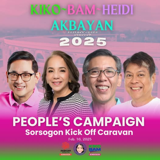 CrushMajor's tweet photo. Sa ating mga ka-KikoBam sa Sorsogon, makiisa tayo sa ating Kick-off Caravan ngayong Linggo, Feb. 16!

Muli nating ipakita na Solid ang Bicol para kina Senator Kiko Pangilinan at Senator Bam Aquino!

- Kiko-Bam Volunteers 2025 https://t.co/5Xr6RAfK2k