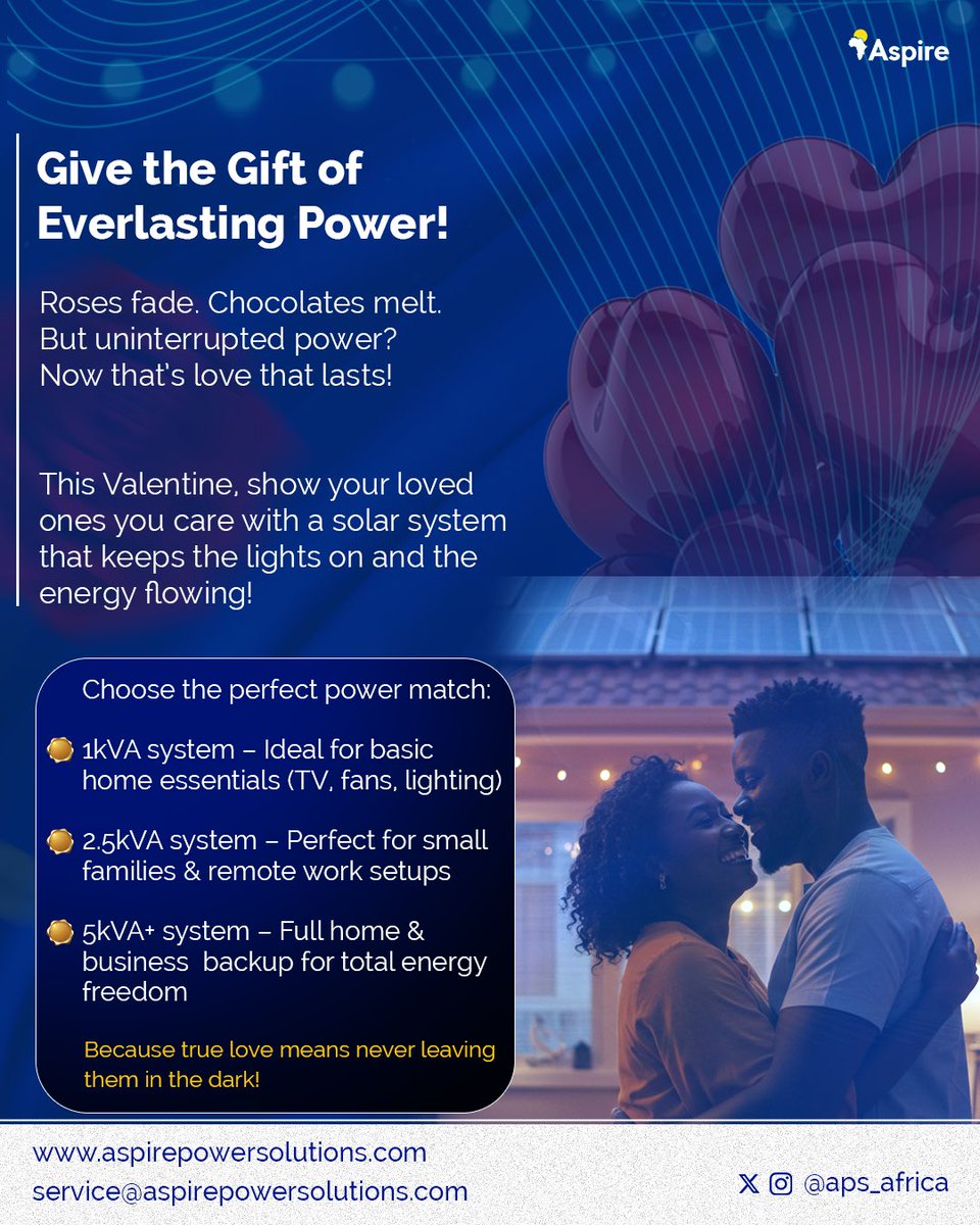 True love means never leaving your loved ones in the dark! 

Ditch the usual presents and gift your love a solar system that keeps the power on! From a 1kVA for essentials to a 5kVA+ for total energy independence, we’ve got the perfect fit.

Start here!   zfrmz.com/fAPk4Wj9AG6q8O…
