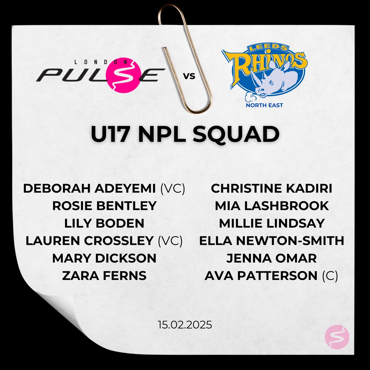 ⭐ GAME DAY ⭐ 

Good luck to our London Pulse U19 and U17s who are back in action for Round 7 today taking on Leeds Rhinos North East 🩷
