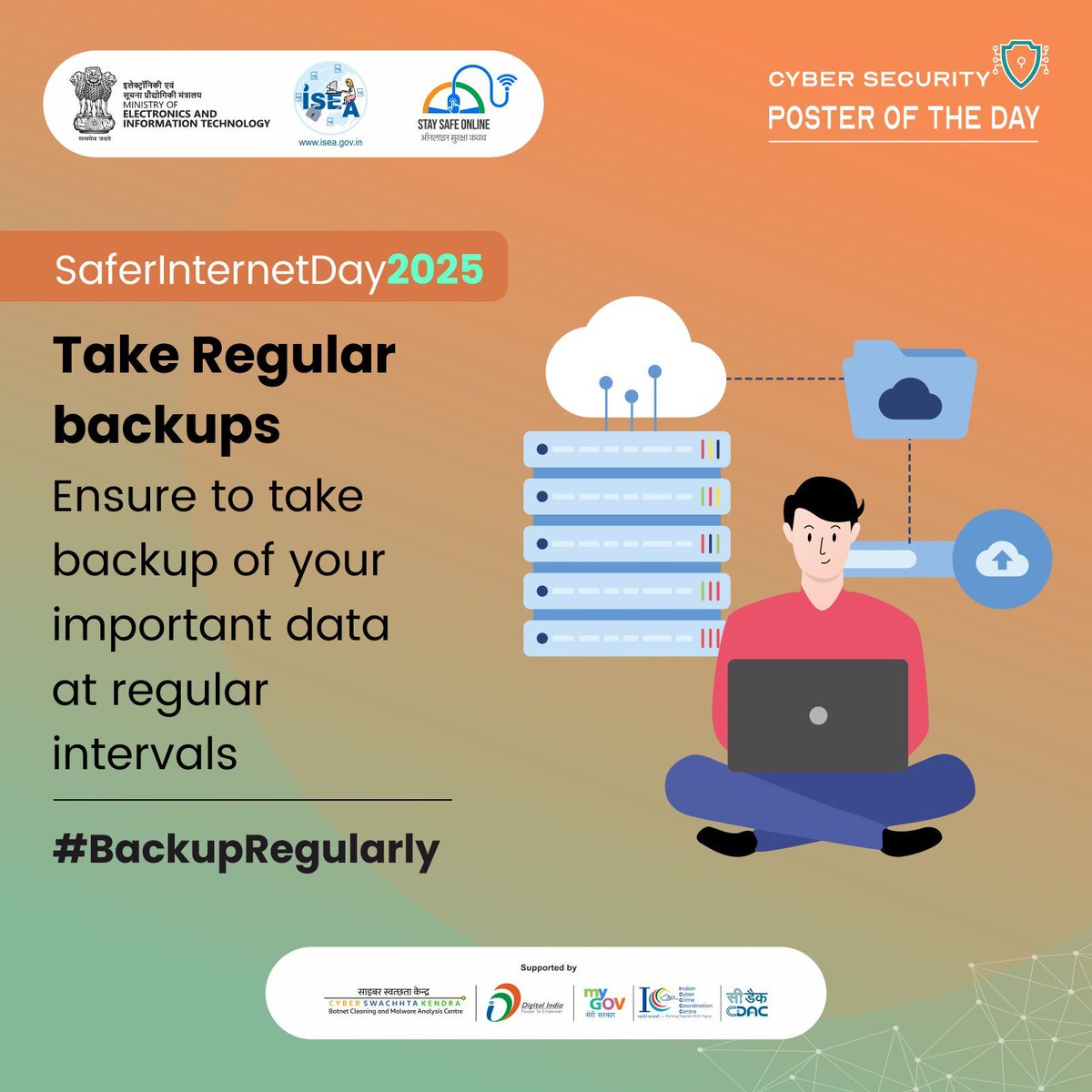 InfoSecAwa's tweet image. #Poster - Take Regular Backups 📱
#SaferInternetDay #ISEA #SSO #BeAware #BeSecure #SafeDigitalIndia