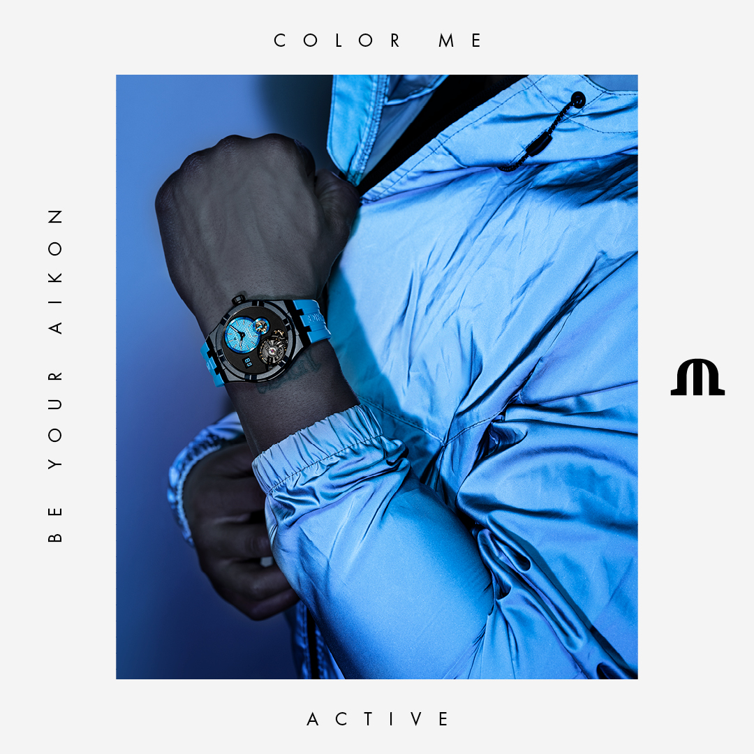 Maurice_Lacroix's tweet photo. Designed to keep up with your every move, the #AIKON Master Grand Date Technicolour in vibrant blue brings energy and confidence to each moment. #ColourMe #YourTimeIsNow #BeYourAIKON https://t.co/H3efLr7hGl