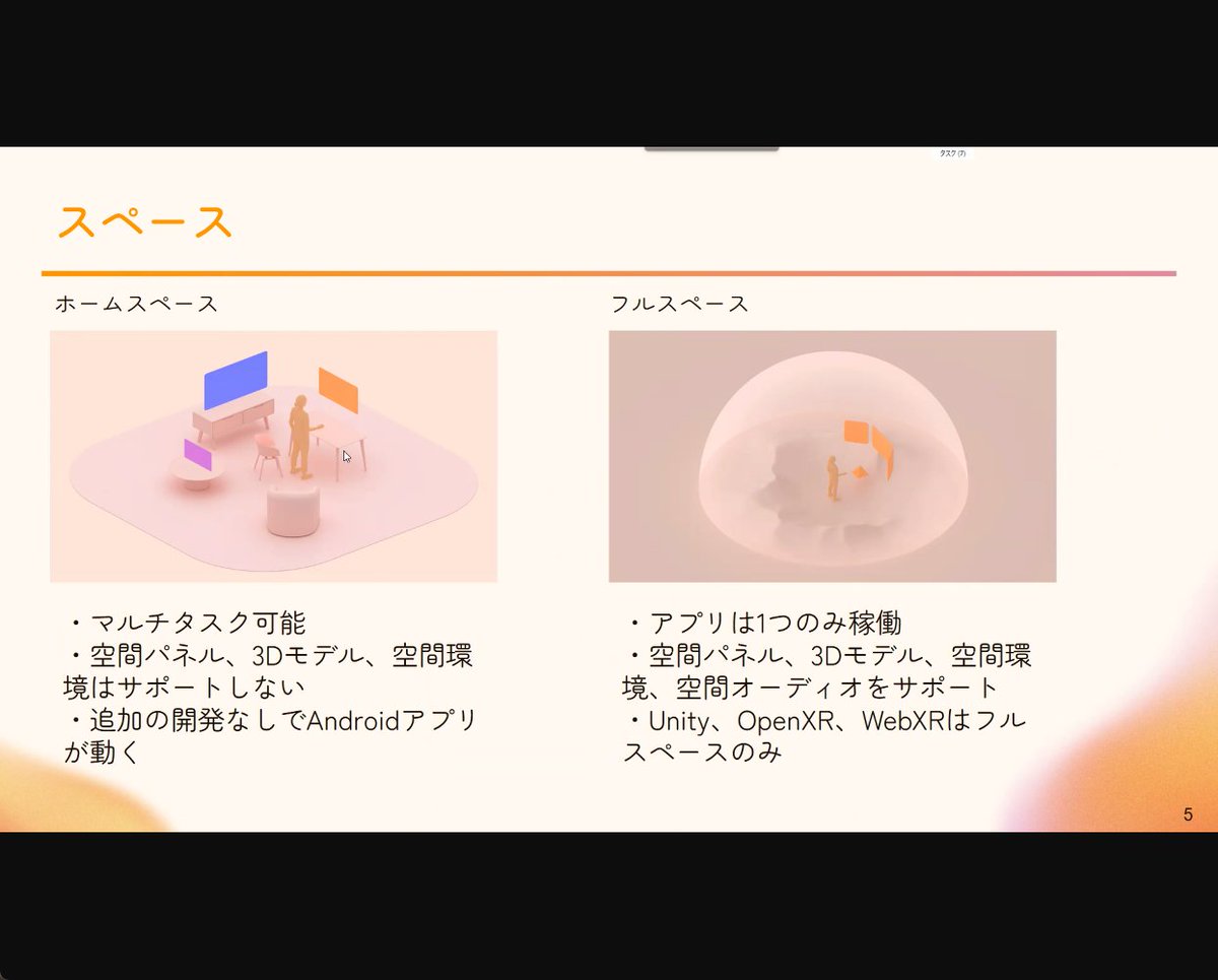 eightbeat8b's tweet image. #AndroidXR触ってみた発表会
ホームスペース
複数のアプリを立ち上げて､壁のように設置することができる

フルスペース
起動は1つだけ､空間パネル･3Dモデルとか対応

なるほど､3D系はフルスペースにしないといけないのか