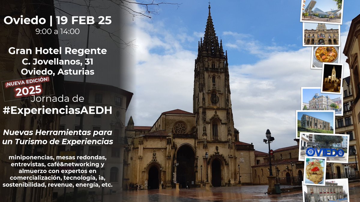 😎Conversa con profesionales de ámbito nacional en Tecnología, Distribución y Turismo, sobre temas de actualidad en el evento gratuíto #ExperienciasAEDH de #Oviedo. Te esperamos en el #GranHotelRegente el miércoles 19👍 Inscríbete en: lnkd.in/dA4Vhvim #Hoteles #Eventos