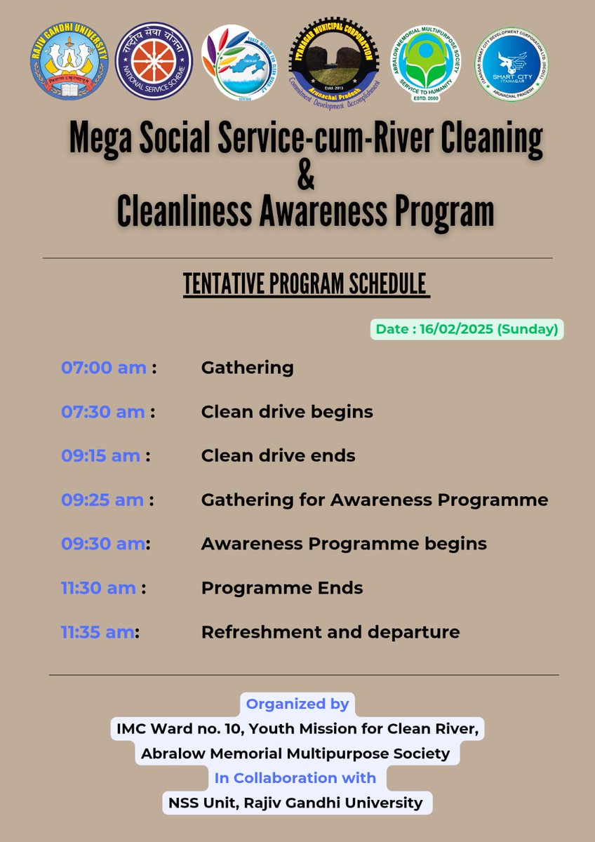 YMCRAP's tweet photo. This #StatehoodDay, be part of the change! 

Participate in our Mega river cleaning &amp; social service in Itanagar! Awareness talks too. 

See poster for event details &amp; join us! https://t.co/3Jrn1aY4jM