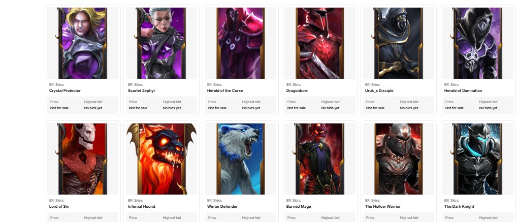 𝗕𝗥 𝗦𝗞𝗜𝗡𝗦 𝗡𝗙𝗧  <a href="/BattleRiseGame/">BattleRise: Kingdom of Champions</a> 🔥

BattleRise released limited-edition NFT skin Series 1 that lets players catch up on 18 months of Champion Skins, some of which might otherwise never be repeated.
30 skins from the past will return in this new NFT Skin format with unique