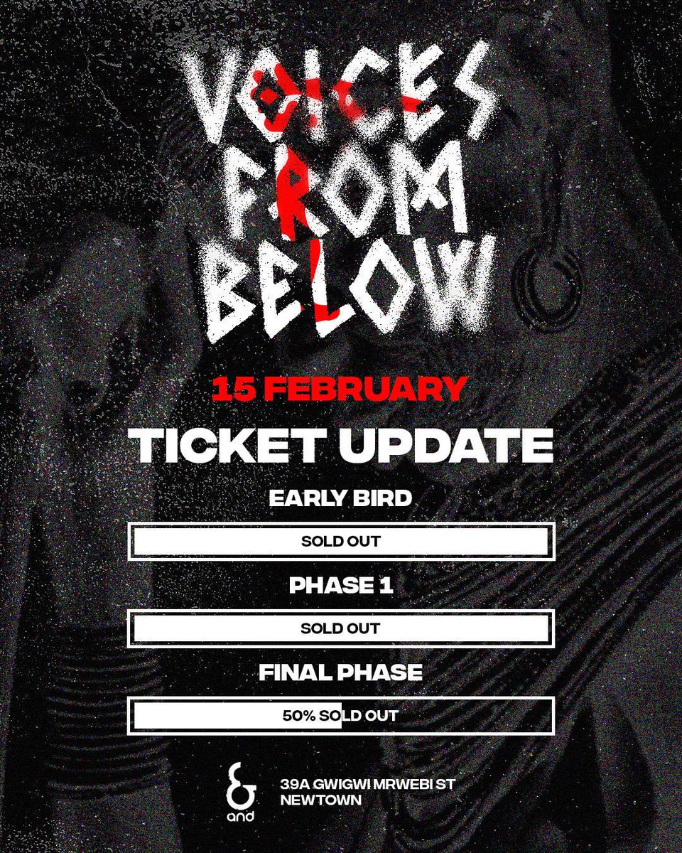Joburg! We are not sleeping tonight <a href="/ANDClubZA/">And</a>.

Remaining tickets available here : howler.co.za/events/voices-…

#VoicesFromBelow #VFB