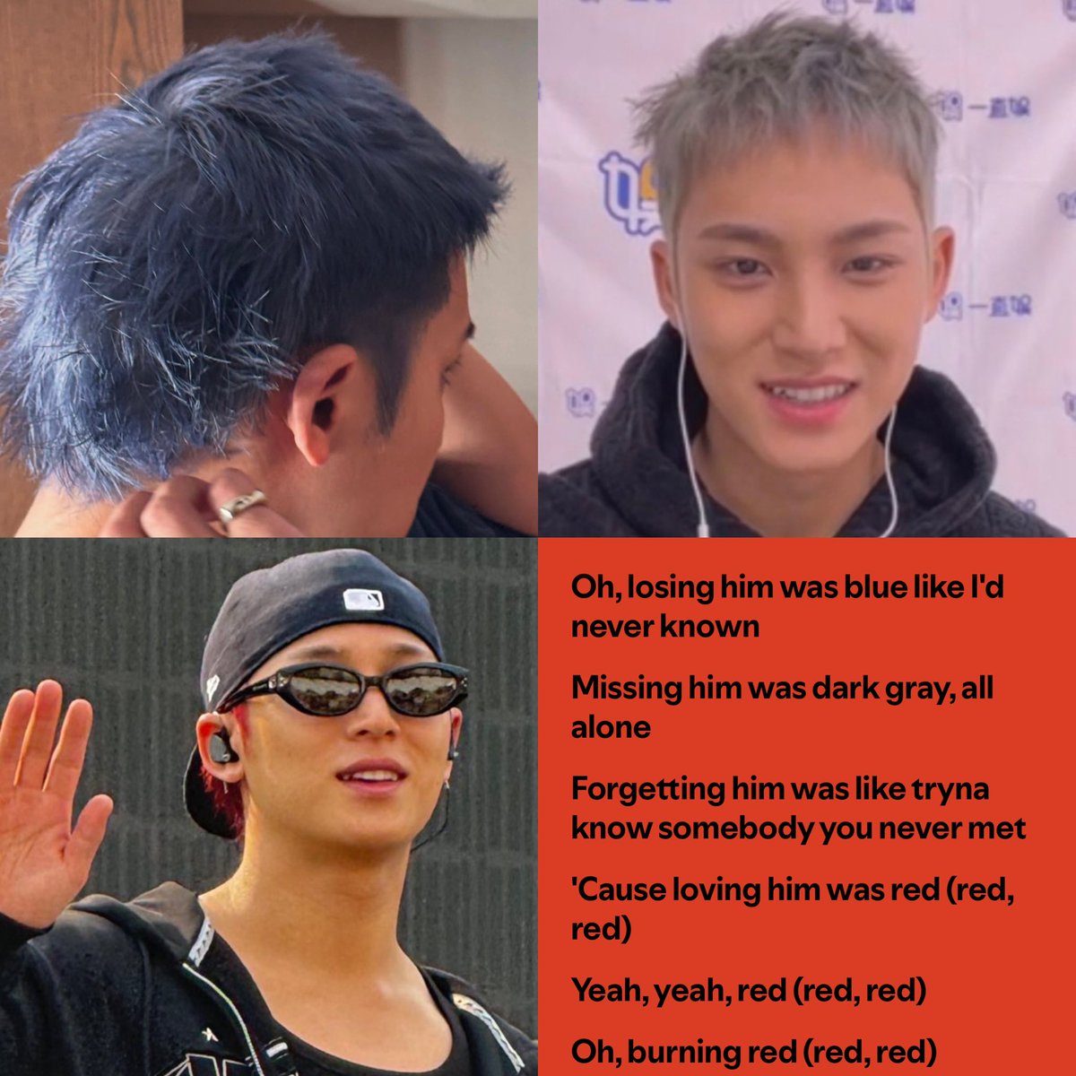 siimpforsebong's tweet image. Losing him was blue, like I'd never known
Missing him was dark gray, all alone
But loving him was red