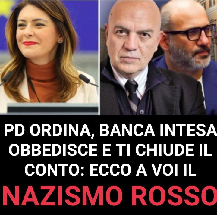 Anna302478978's tweet photo. Picierno ordina in nome del PD, B. Intesa obbedisce! La denuncia di Rizzo e Toscano: chiuso in maniera fascista il conto corrente di Visione Tv,uno dei pochi canali di libera informaz. presente sul web
B. INTESA È MESSA MALE SE SEGUE  INDICAZ. PICERNO 
https://t.co/W9r6FH7DS0 https://t.co/bio9nFExJX