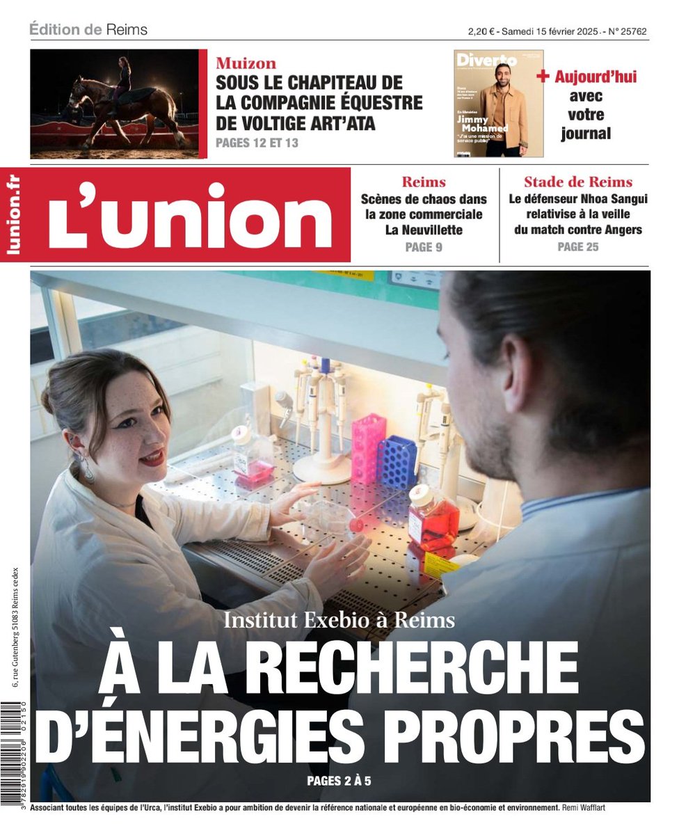 La recherche universitaire à la Une de <a href="/_lunion/">L'union</a> .
L’Institut Exebio fait de l’Université de Reims Champagne-Ardenne un acteur majeur de la transition énergétique.