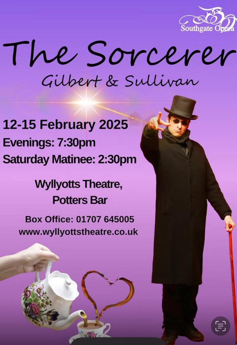 EmmaSupple's tweet image. Delightful evening with The Sorcerer - not a Gilbert &amp;amp; Sullivan opera I knew. Full of special effects ! 
Go See! 
@SouthgateOpera 
@Wyllyotts