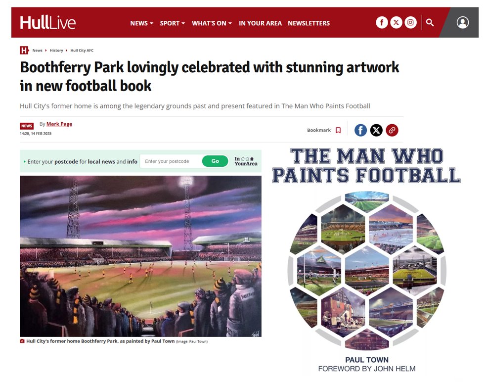 Heritage Unlocked (@heritageunlockd) on Twitter photo Boothferry Park lovingly celebrated with stunning artwork in new football book <a href="/hulllive/">Hull Live</a>
#Hull City's former home is among the legendary grounds in 'The Man Who Paints Football' by Paul Town <a href="/StadiumPortrait/">The Man Who Paints Football www.paultownart.com</a>
Read more: hulldailymail.co.uk/news/history/b…
Buy at: heritageunlocked.com/shop/themanwho… Boothferry Park lovingly celebrated with stunning artwork in new football book <a href="/hulllive/">Hull Live</a>
#Hull City's former home is among the legendary grounds in 'The Man Who Paints Football' by Paul Town <a href="/StadiumPortrait/">The Man Who Paints Football www.paultownart.com</a>
Read more: hulldailymail.co.uk/news/history/b…
Buy at: heritageunlocked.com/shop/themanwho…