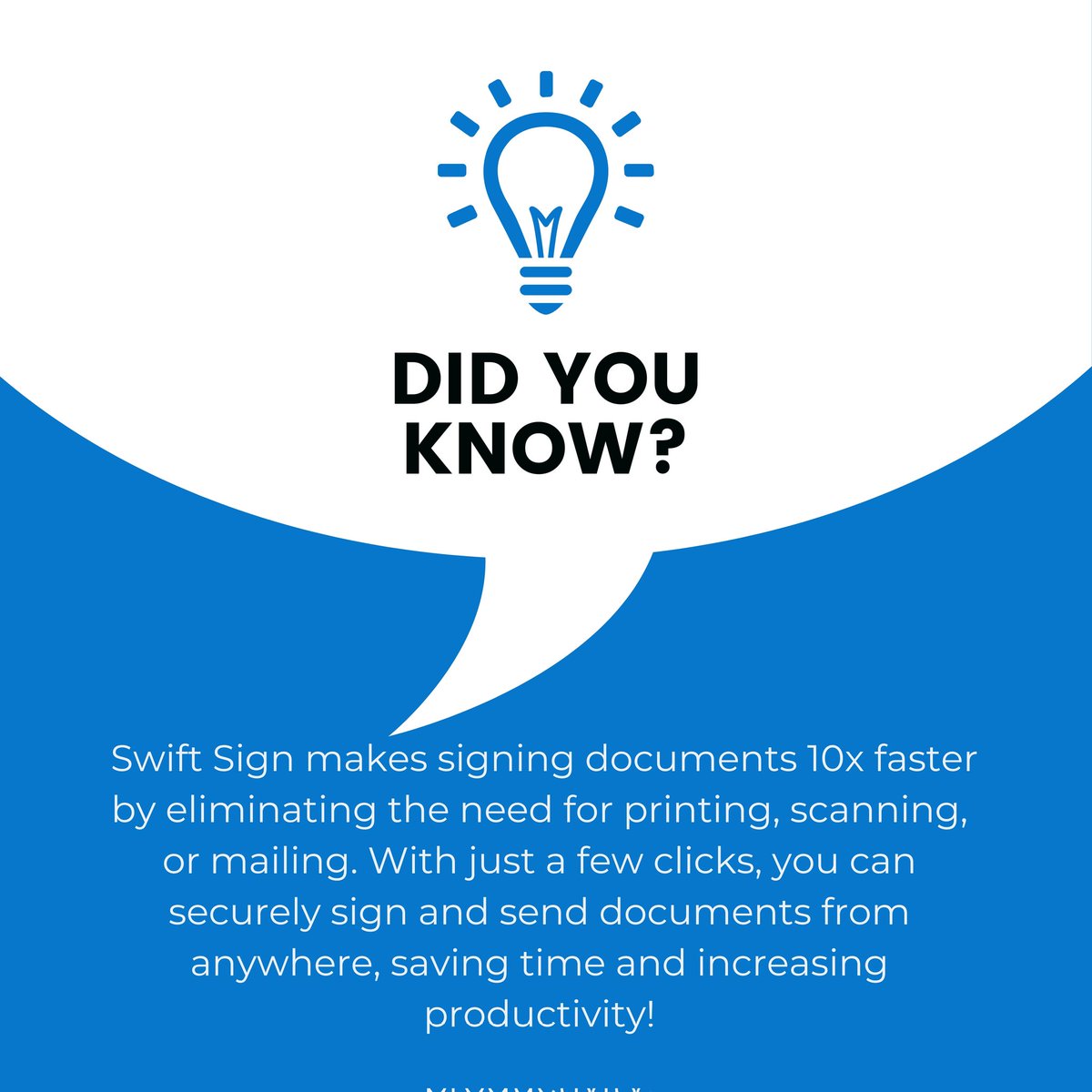 swiftsign's tweet image. 📢 Did You Know?
Swift Sign makes signing documents 10x faster by eliminating printing, scanning, &amp;amp; mailing! ✅Just a few clicks &amp;amp; you’re done—anytime, anywhere. 

Say goodbye to paperwork &amp;amp; hello to seamless e-signing!
Try Swift Sign today! #SwiftSign #eSignature #GoPaperless