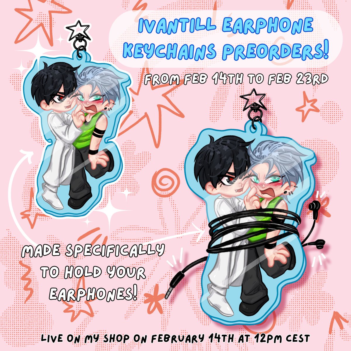 Hey pookies💕 Preorders for this earphone keychain are finally online on my shop! They’ll be available until February 23rd✨

eri-chan.sumupstore.com/prodotto/ivant…

#ALNST #IVANTILL #weige