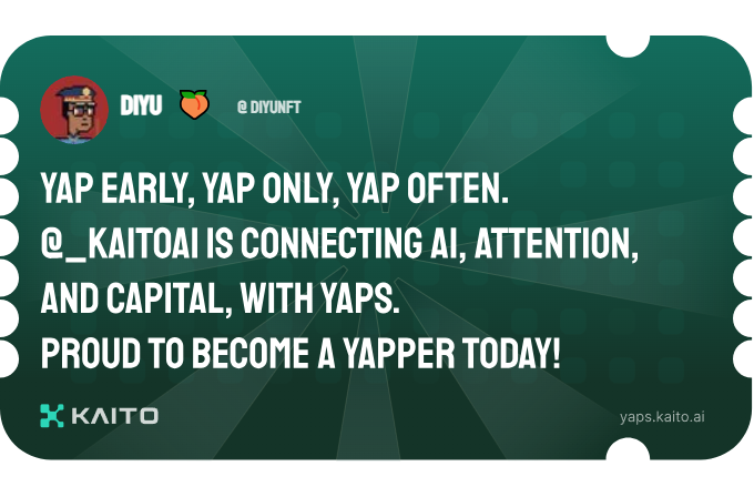 Yap early, yap only, yap often. @_kaitoai

use my referral yaps.kaito.ai/referral/41982…