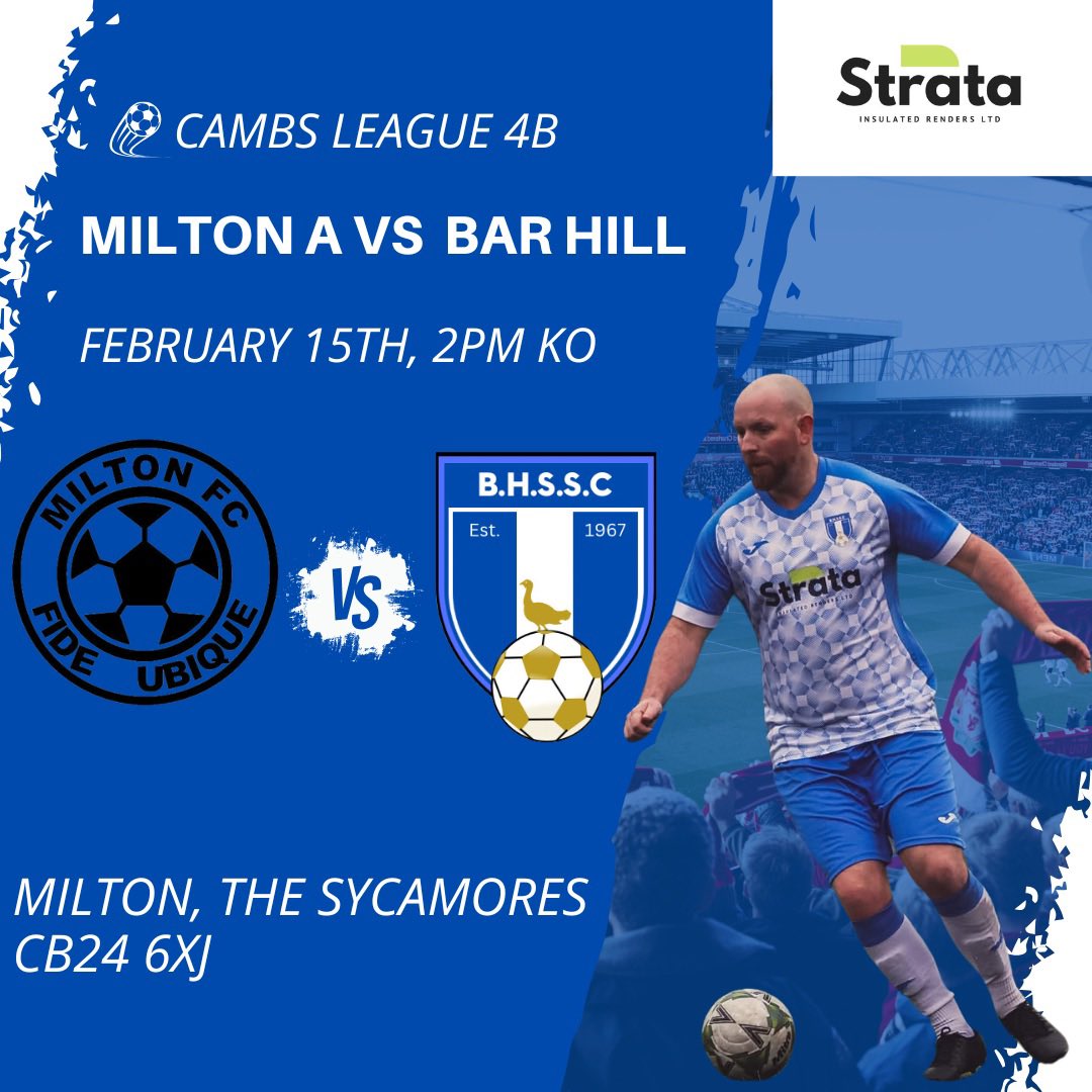 Bar Hill FC (@bhillfc) on Twitter photo ⚽️ Today we return after a week off last weekend.
📍The location being <a href="/miltonfc_/">Milton Football Club</a> A
where we will play them for a third and final time this season.
Looking forward to what has been two great affairs so far!
💙 UP THE HILL ⚽️ Today we return after a week off last weekend.
📍The location being <a href="/miltonfc_/">Milton Football Club</a> A
where we will play them for a third and final time this season.
Looking forward to what has been two great affairs so far!
💙 UP THE HILL