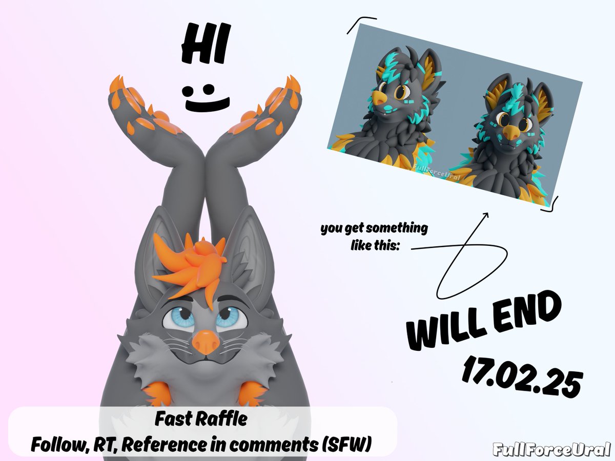 FullForceUral3D's tweet photo. Fast Model Rаfflе #2✨

Rules simple: 
1) Follow
2) Retweet
3) Post ref (SFW) 

-Any species/gender 
-Pooltoy characters allowed (OwO) 

Will pick somebody on Monday
Winner get FREE Head model :)

GL https://t.co/0XwgVbOVpB