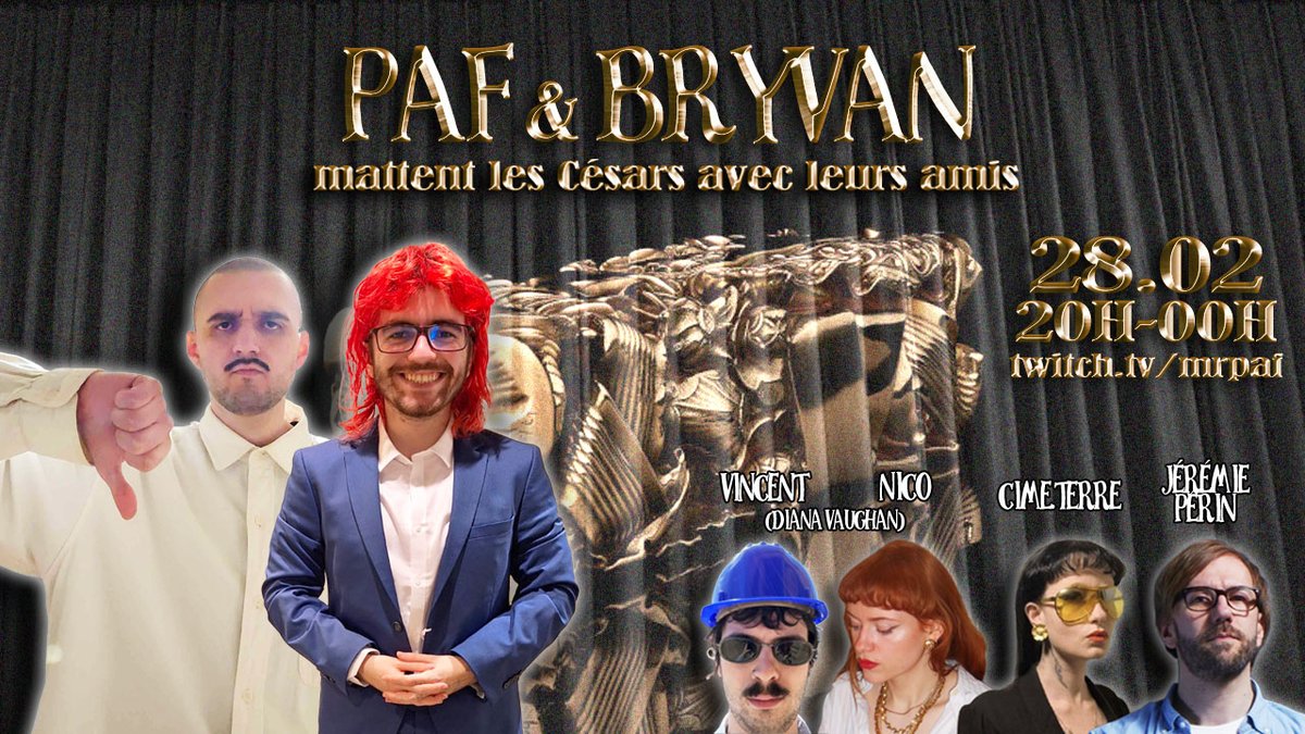 Hé en fait ! D'ici moins de deux semaines, y aura les Césars, alors on compte mater ça ensemble sur Twitch avec nos potes, venez ça va être chouette !
