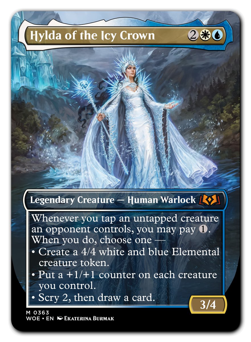 ZF_Records's tweet photo. Here's a #MTG Borderless Alter of @BurmakEkaterina's Hylda of the Icy Crown [WOE] {0363) (#mtgalter) https://t.co/h9r4yB4ilE