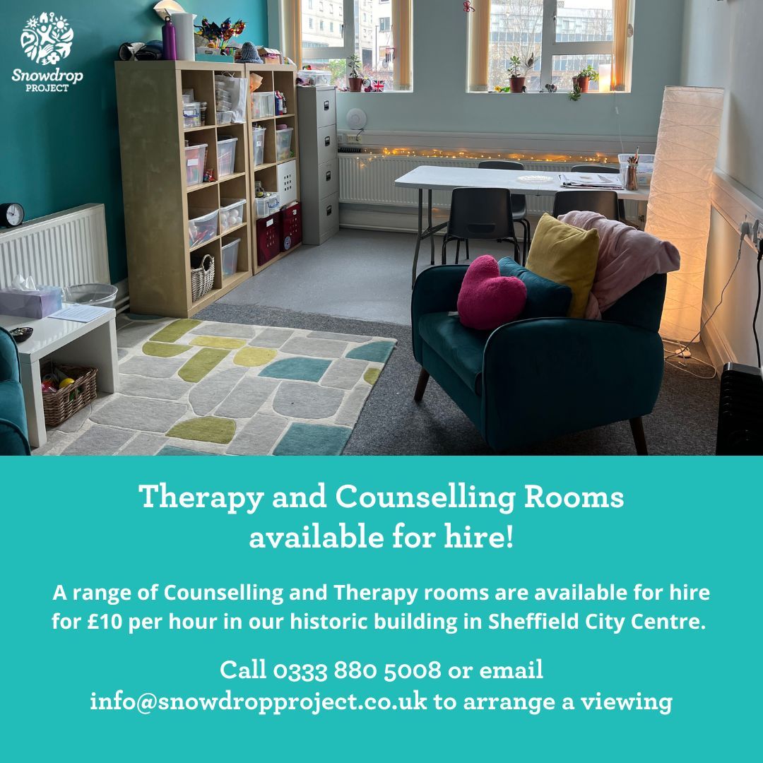 Snowdrop Project (@snowdropproject) on Twitter photo We have a range of Counselling and Therapy rooms available to hire for ยฃ10 per hour in our historic building in Sheffield City Centre! The rooms are available in evenings and all day Wednesdays.
To arrange a viewing, please call 0333 880 5008 or email info@snowdropproject.co.uk. We have a range of Counselling and Therapy rooms available to hire for ยฃ10 per hour in our historic building in Sheffield City Centre! The rooms are available in evenings and all day Wednesdays.
To arrange a viewing, please call 0333 880 5008 or email info@snowdropproject.co.uk.