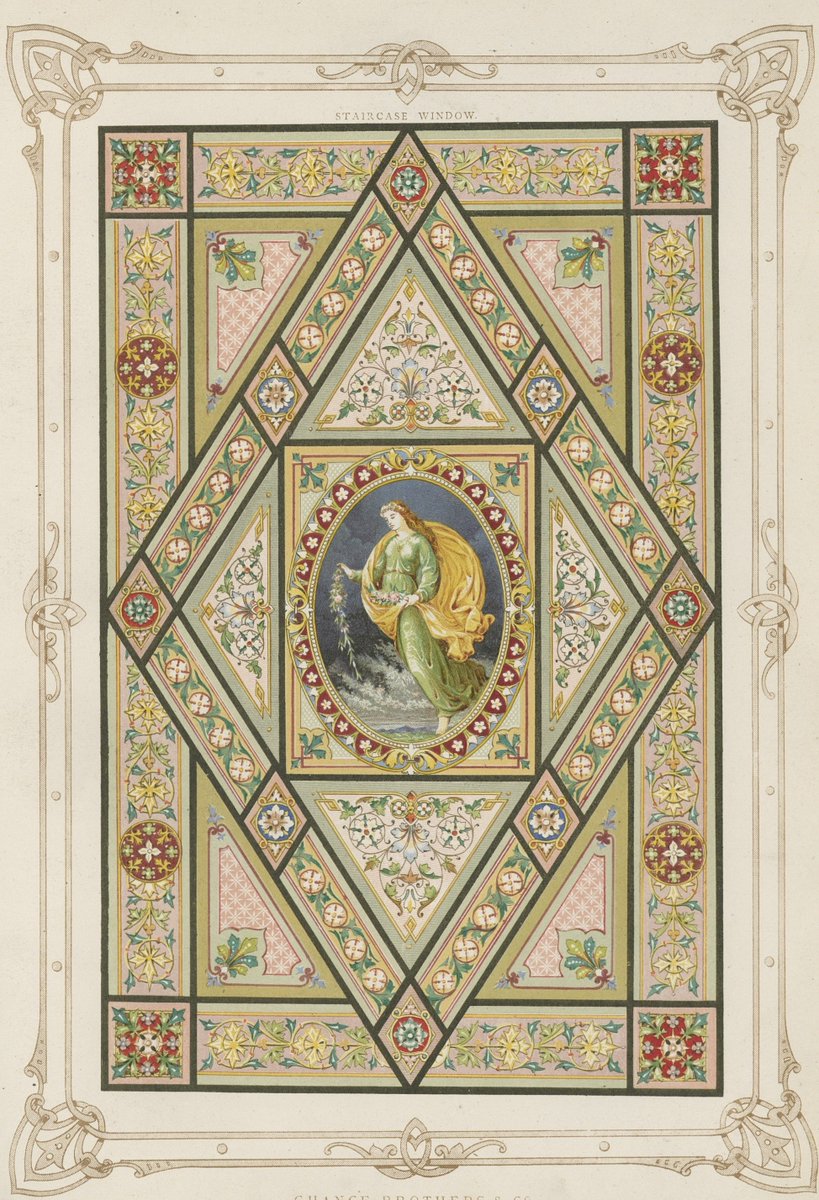 TheIronRoom's tweet photo. #CityOf1000Trades Chance Brothers glassworks was based in Smethwick but members of the family owned factories in Birmingham. This plate for a staircase window is in a 1867 catalogue in our trade catalogue collection @LibraryofBham @sandwelllibs https://t.co/rueSab7TFZ