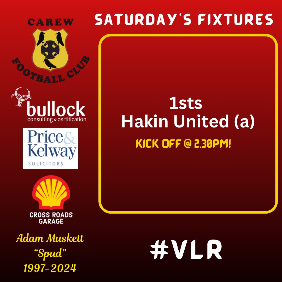 Today’s fixture ⚽️ just the 1st team in action today, good luck lads! 🔴⚫️🟡 #VLR