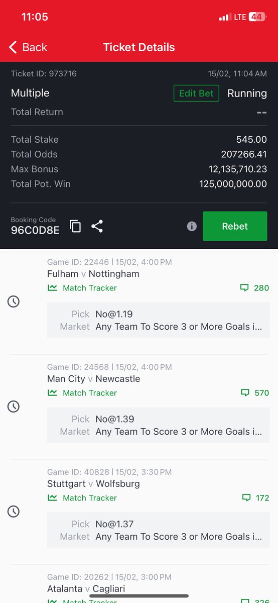 2025 Blessing ⚽️🪽(No 3 goals in a row)

207k odds (Today only)

545 naira wins 125 million 

Retweet and drop id