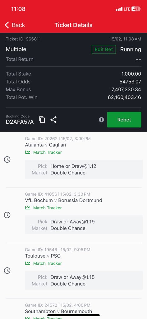 2025 Blessing ⚽️🪽(Double Chance)

54k odds (Today only)

1,000 naira wins 62 million 

Retweet and drop id