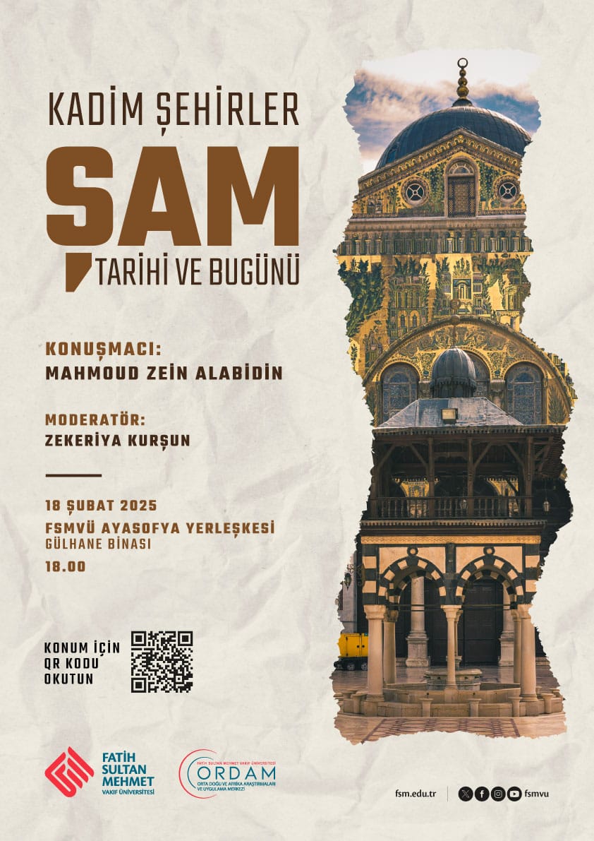 Salı günü Şam'ın dünü ve bugününü konuşacağız.
Not almayı unutmayın.